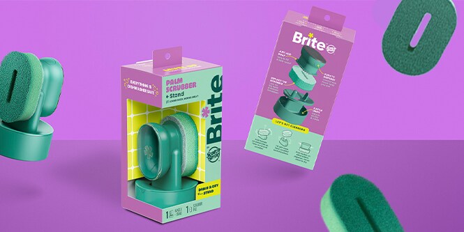 Brite by Scotch-Brite™ Spülschwamm mit Griff mit Trocknungs- und Abtropfständer

